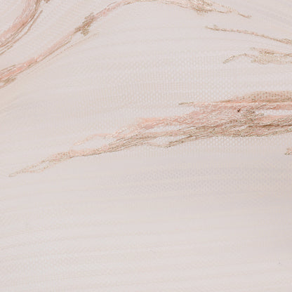 Embroidered Soft Pleated Tulle with Clear Baby Sequins - Blush Abstract - Linden Collection Folded