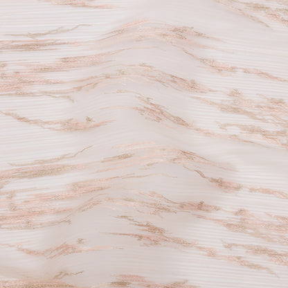 Embroidered Soft Pleated Tulle with Clear Baby Sequins - Blush Abstract - Linden Collection