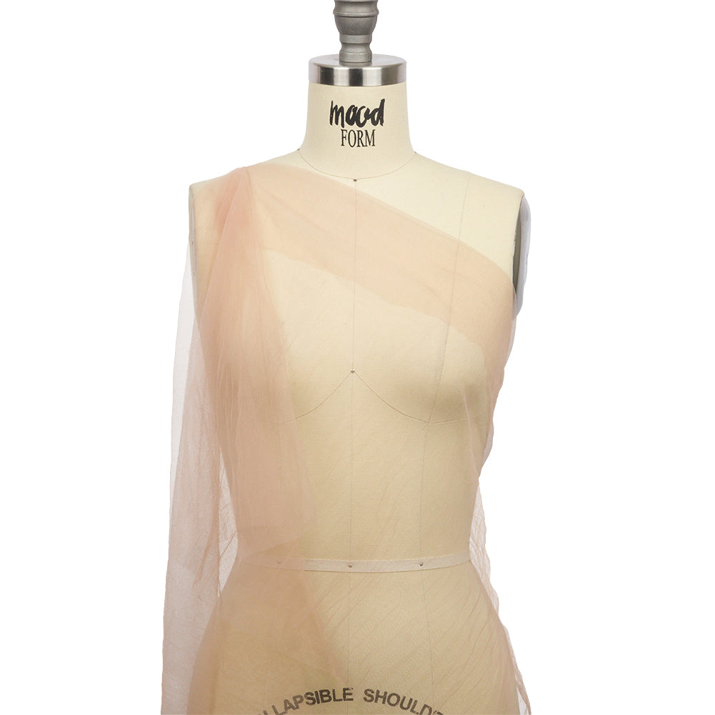Poplar Nude Crinkled Soft Polyester Tulle - Detail