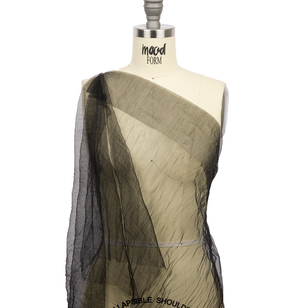 Crinkled Soft Polyester Tulle - Black - Poplar Collection Detail