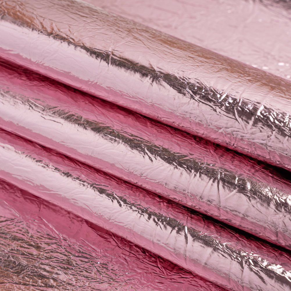 Ingot Pink Crinkled Fabric-Backed Mirror Vinyl - Folded