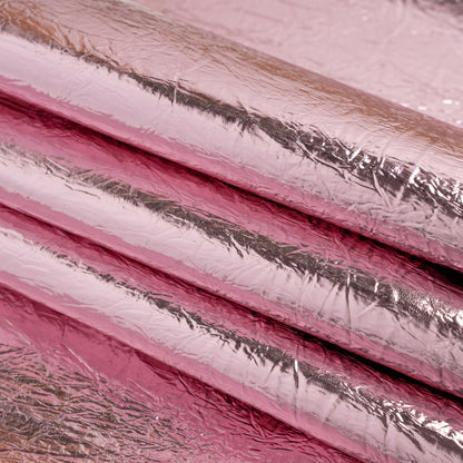 Ingot Pink Crinkled Fabric-Backed Mirror Vinyl - Folded