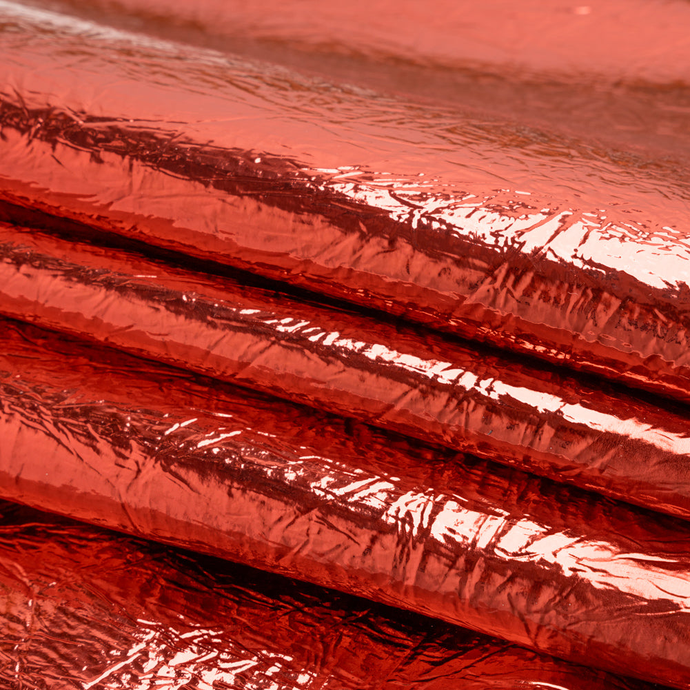 Ingot Red Crinkled Fabric-Backed Mirror Vinyl Folded
