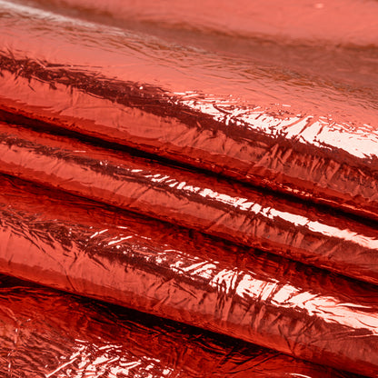 Ingot Red Crinkled Fabric-Backed Mirror Vinyl Folded