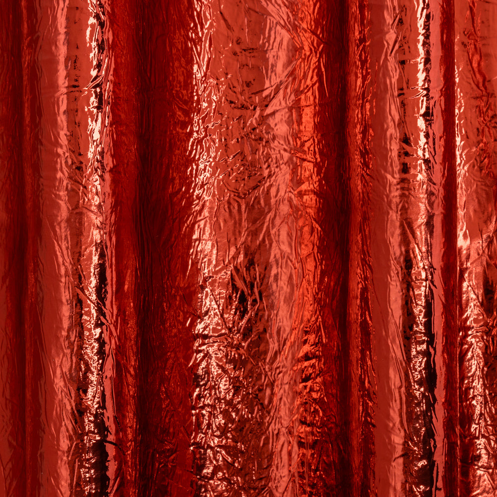 Ingot Red Crinkled Fabric-Backed Mirror Vinyl Detail