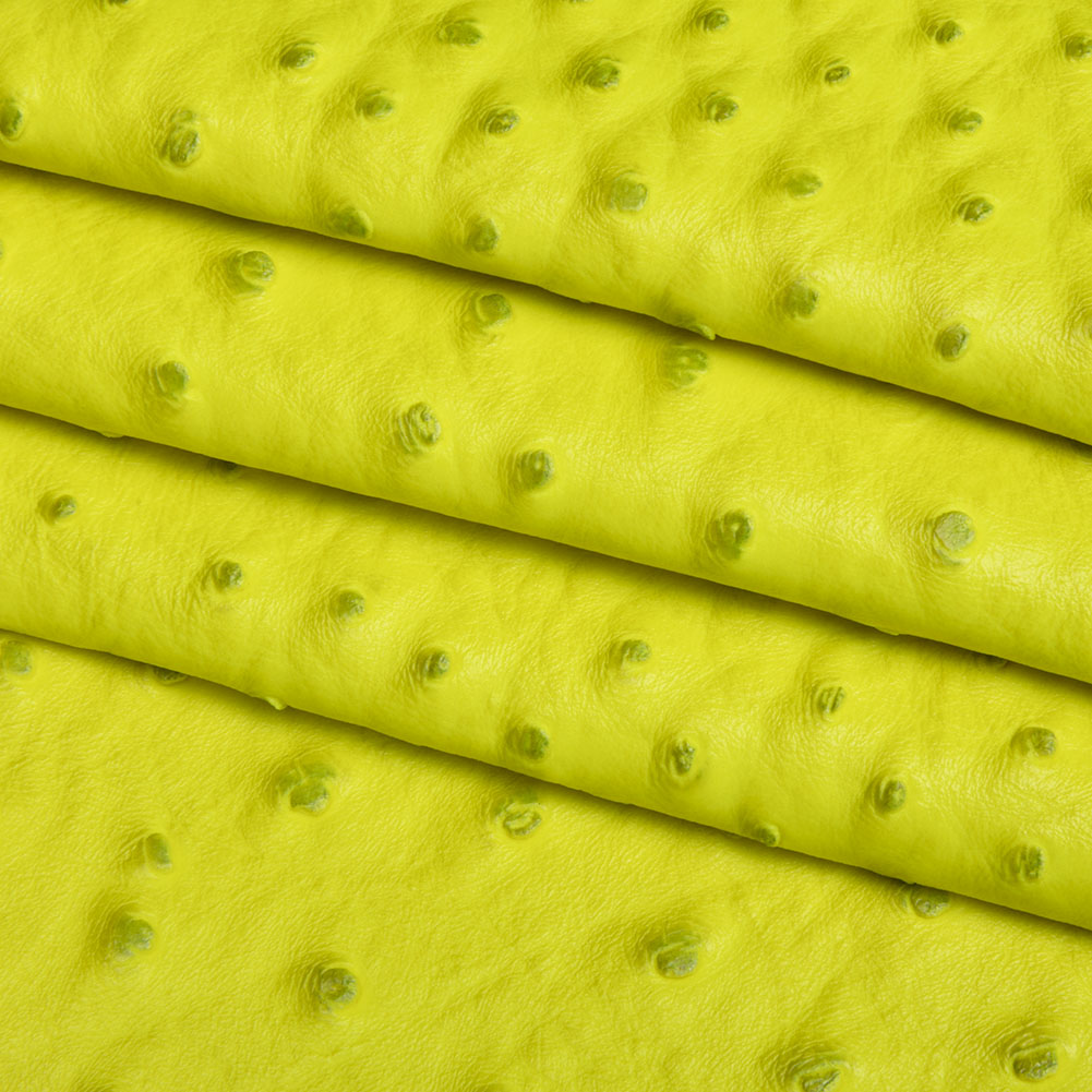 Kidepo Neon Yellow Faux Ostrich Leather Vinyl - Detail