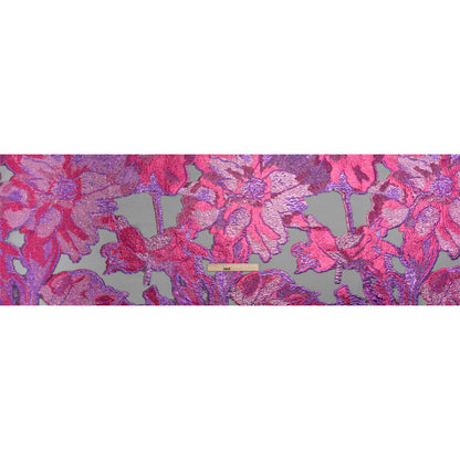 Metallic Hot Pink, Baby Pink and Purple Big Blooms and Leaves Luxury Burnout Brocade - Drape