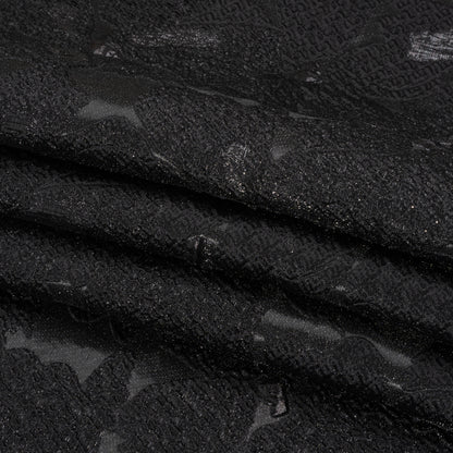 Metallic Black Floating Blossoms Luxury Brocade Full
