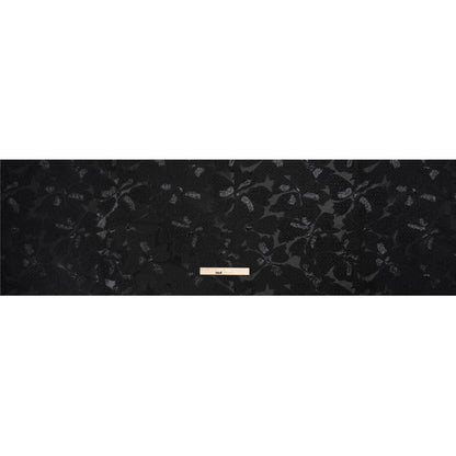 Metallic Black Floating Blossoms Luxury Brocade Drape