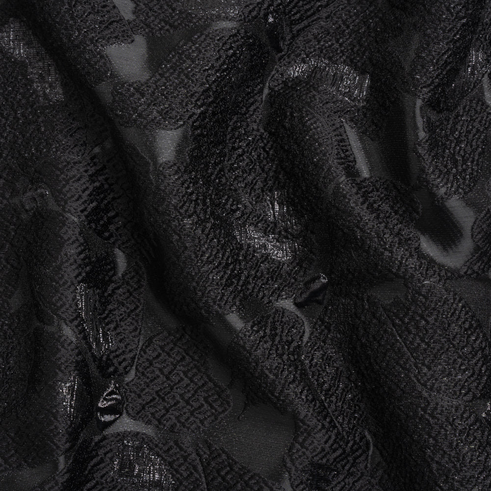 Metallic Black Floating Blossoms Luxury Brocade