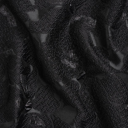 Metallic Black Floating Blossoms Luxury Brocade