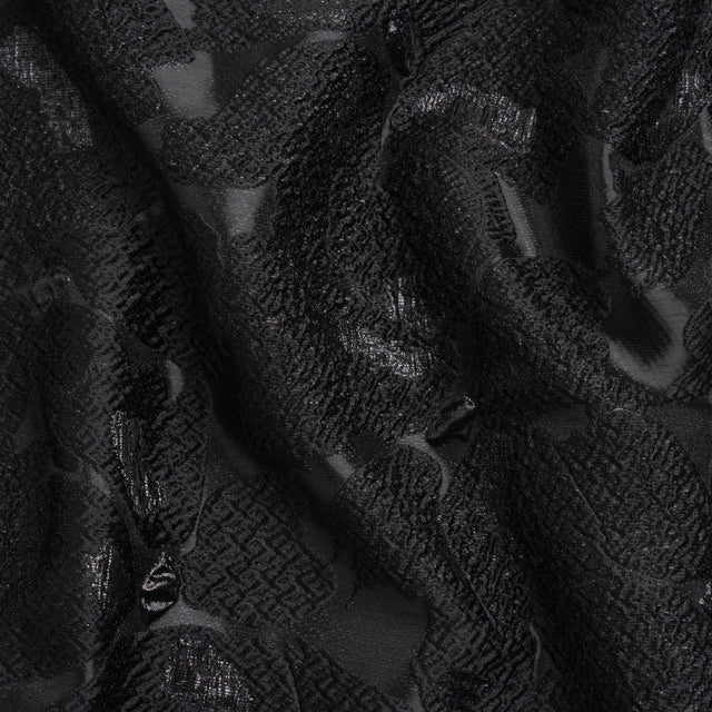Metallic Black Floating Blossoms Luxury Brocade