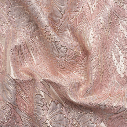 Metallic Silver, Pink and Cream Gleaming Garden Luxury Brocade