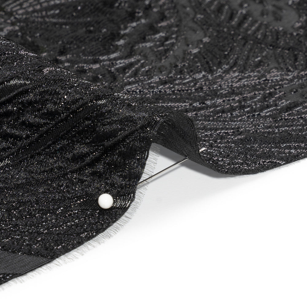 Metallic Black Gleaming Garden Luxury Brocade Folded
