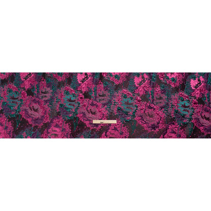 Metallic Fuchsia, Teal and Black Garden of Abstraction Luxury Brocade - Drape