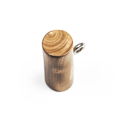 Brown and Natural Rod-Style Wood Toggle with Silver Metal Shank Back - 33L/21mm - Full