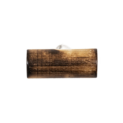 Brown and Natural Rod-Style Wood Toggle with Silver Metal Shank Back - 33L/21mm