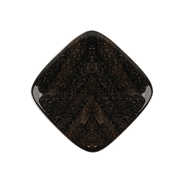 Square Plastic Shank Back Button - 42L/27mm - Black and Brown Animal Stripes and Sparkles