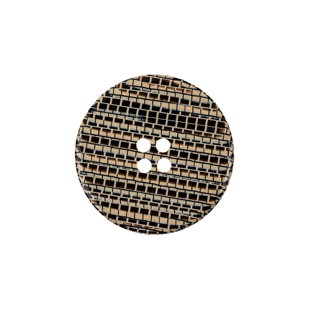 Multicolored Brown 4-Hole Plastic Button - 34L/21.5mm - Detail