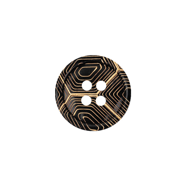 Gold and Black Narrow Rim 4-Hole Blazer Button - 25L/16mm