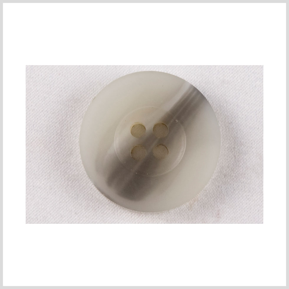Plastic 4-Hole Button - 28L/18mm - Off White and Gray Brown Streaked Wide Rim