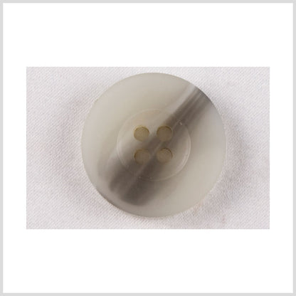Plastic 4-Hole Button - 28L/18mm - Off White and Gray Brown Streaked Wide Rim
