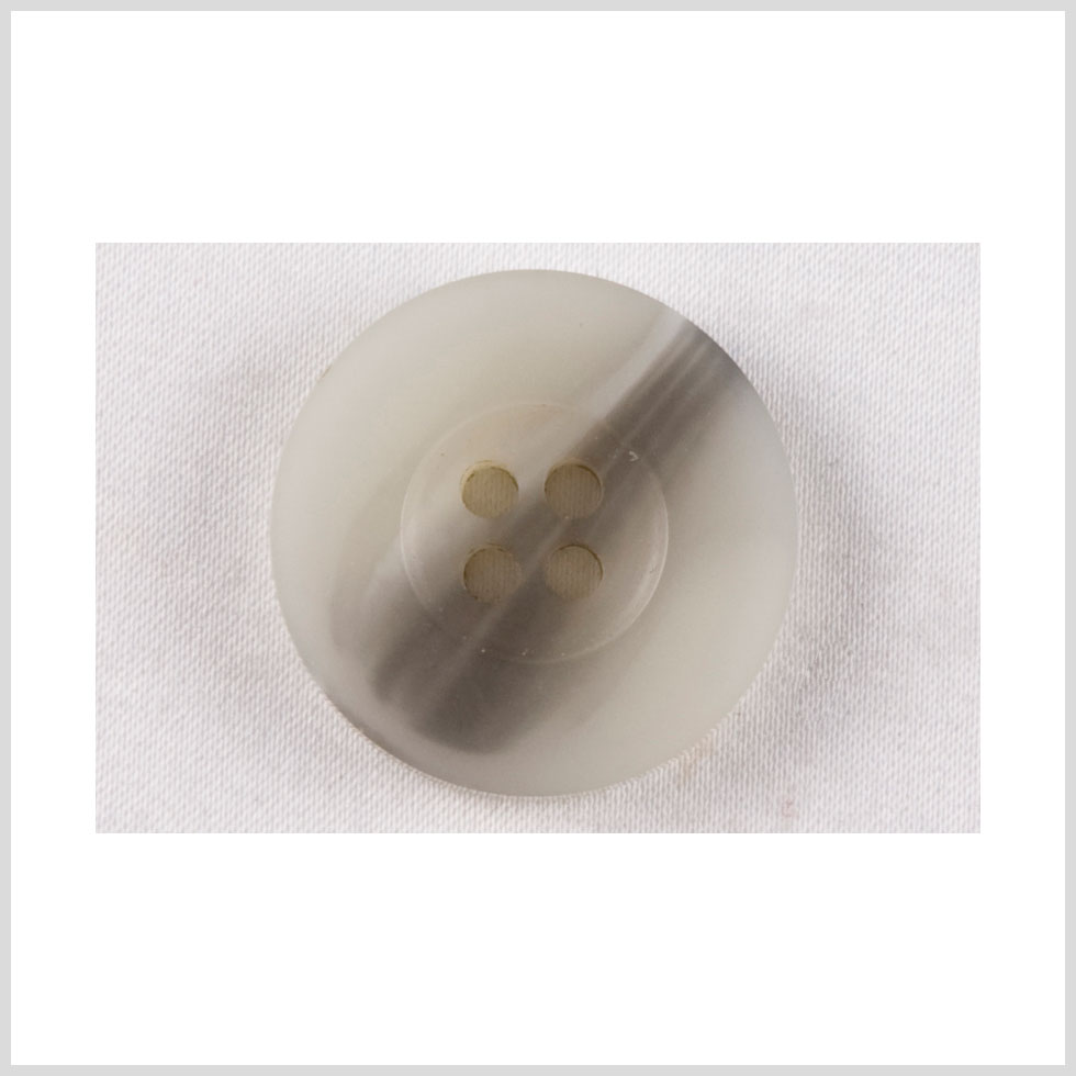 Plastic 4-Hole Button - 32L/20mm - Off White and Gray Brown Streaked Wide Rim