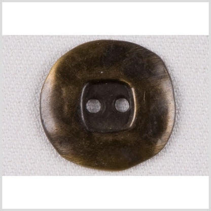 Organic Square Metal 2-Hole Button - 40L/25.5mm - Antiqued Brass Wide Flat Rim with Square Center