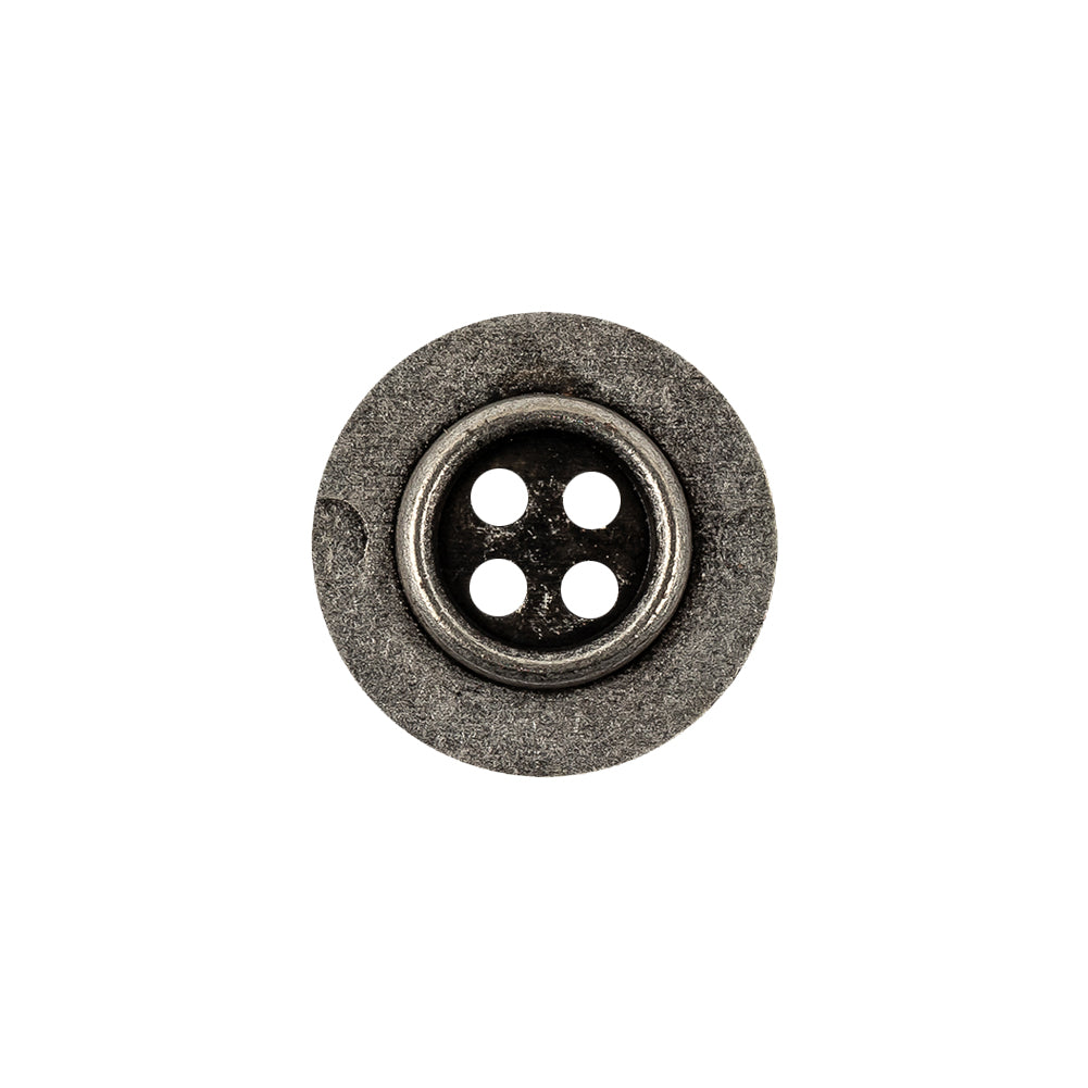 Silver Metal 4-Hole Coat Button - 28L/18mm - Detail