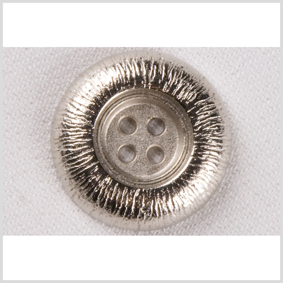 Silver Etched Gumdrop 4-Hole Metal Coat Button - 28L/18mm