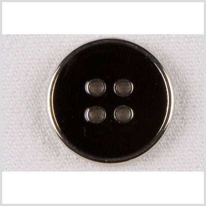 Silver/Black Metal Coat Button - 24L/15mm