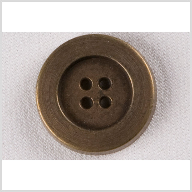 Metal 4-Hole Coat Button - 40L/25.5mm - Brass Flat Wide Rim
