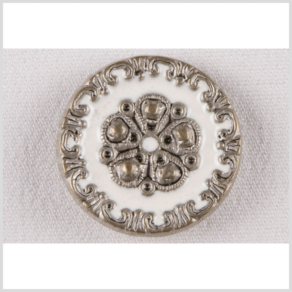 Silver and White Metal Coat Button - 40L/25.5mm