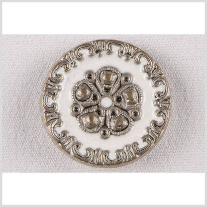 Silver and White Metal Coat Button - 40L/25.5mm