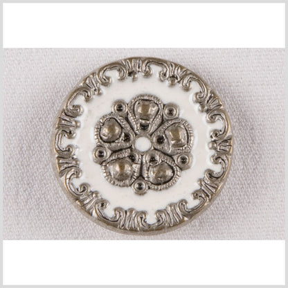 Silver/White Metal Coat Button - 48L/30.5mm