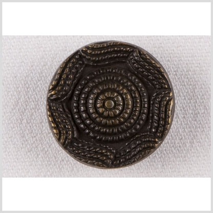 Metal Shank Back Button - 36L/23mm - Antique Brass Rope Rings and Waves
