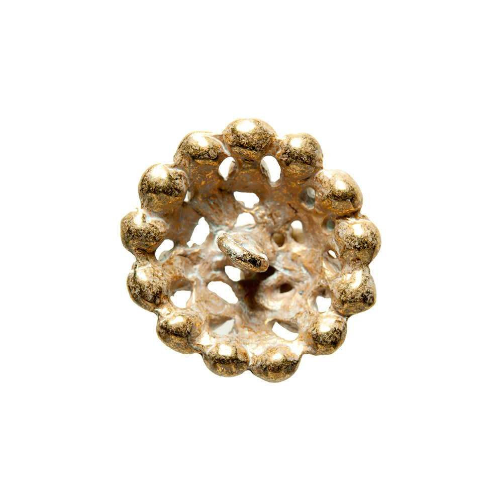 Gold/Green Rhinestoned Metal Shank Back Button - 36L/23mm Folded