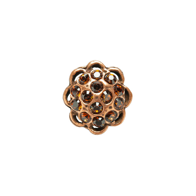 Copper/Orange Rhinestoned Metal Shank Back Button - 22L/14mm