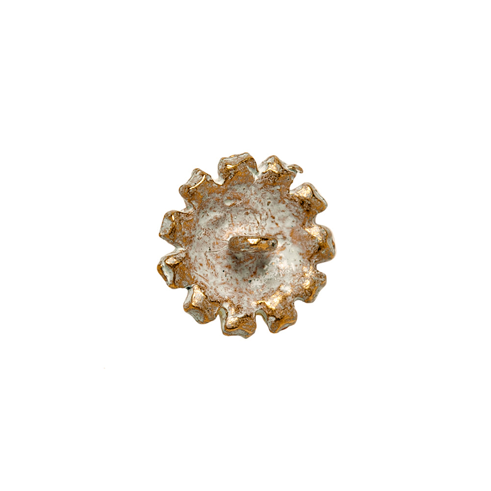 Gold/Peach Rhinestoned Metal Shank Back Button - 22L/14mm - Folded