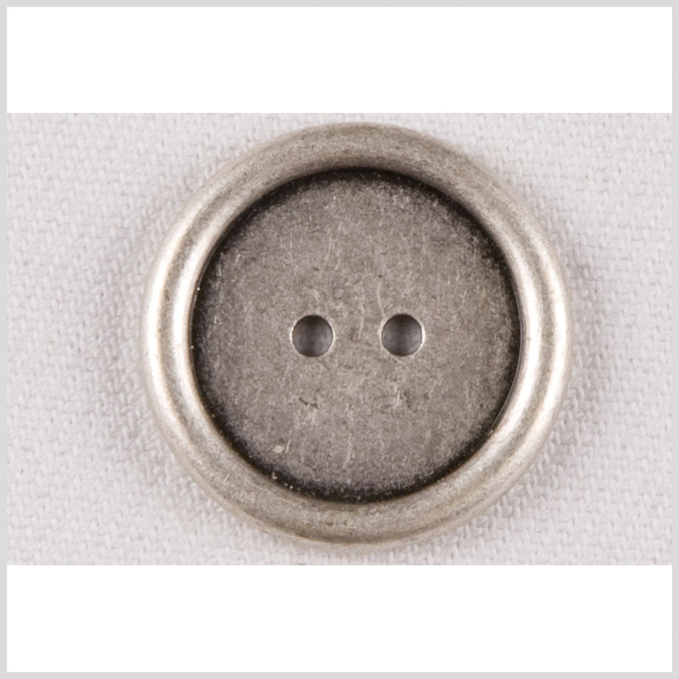 Silver 2-Hole Metal Coat Button with Rounded Rim - 36L/23mm