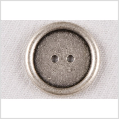 Silver 2-Hole Metal Coat Button with Rounded Rim - 36L/23mm