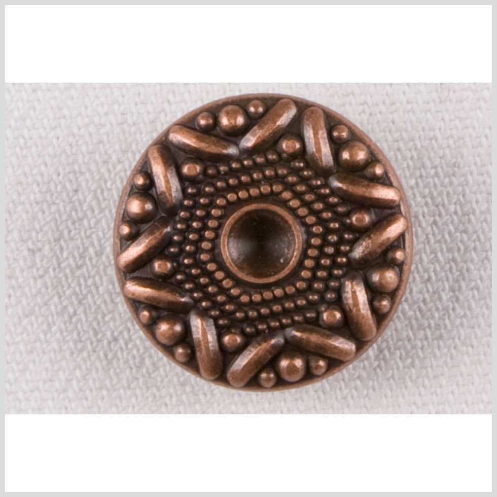 Metal Shank Back Button - 32L/20mm - Copper Star and Hobnails