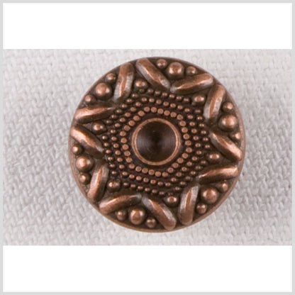 Metal Shank Back Button - 24L/15mm - Copper Star and Hobnails