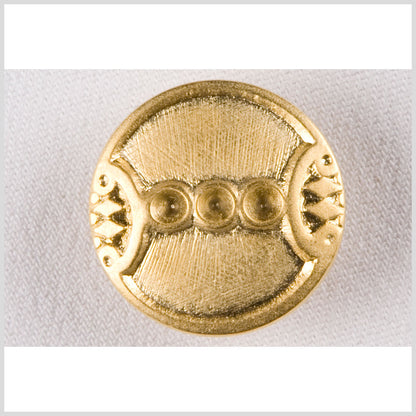 Metal Shank Back Button - 24L/15mm - Bright Gold Circles and Diamonds