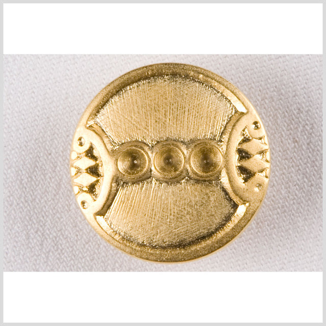 Metal Shank Back Button - 24L/15mm - Bright Gold Circles and Diamonds