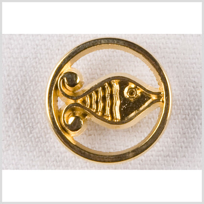 Metal Shank Back Button - 28L/18mm - Gold Kissing Fish Open Framework