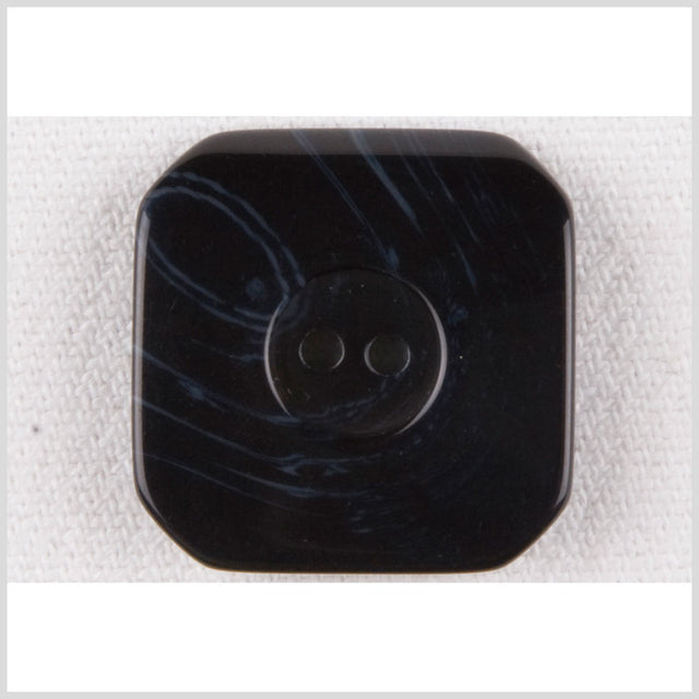 Square Plastic 2-Hole Button with Cropped Corners - 28L/18mm - Navy Swirls