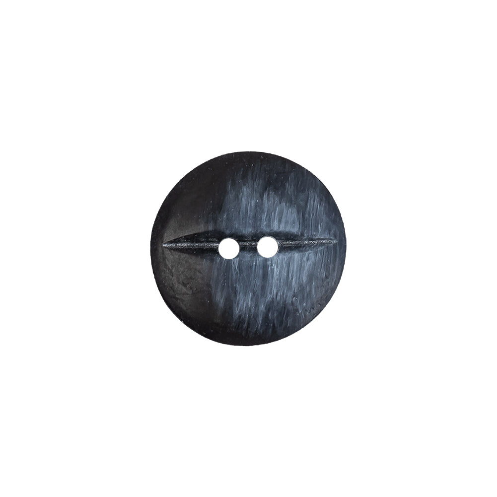 Navy 2-Hole Plastic Button with Needle Channel - 24L/15mm