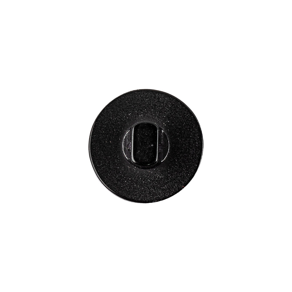 Shiny Black Saw Tooth Rim Plastic Shank Back Button - 24L/15mm - Detail