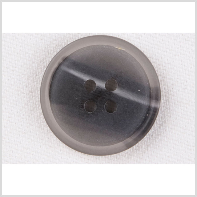 Plastic 4-Hole Button - 24L/15mm - Charcoal, Gray and White Streaks